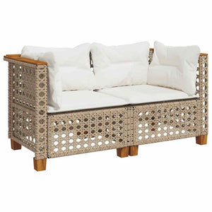 vidaXL Canapés d'angle de jardin avec coussins 2 pcs Beige Résine tressée