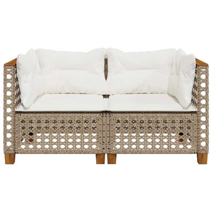 vidaXL Canapés d'angle de jardin avec coussins 2 pcs Beige Résine tressée