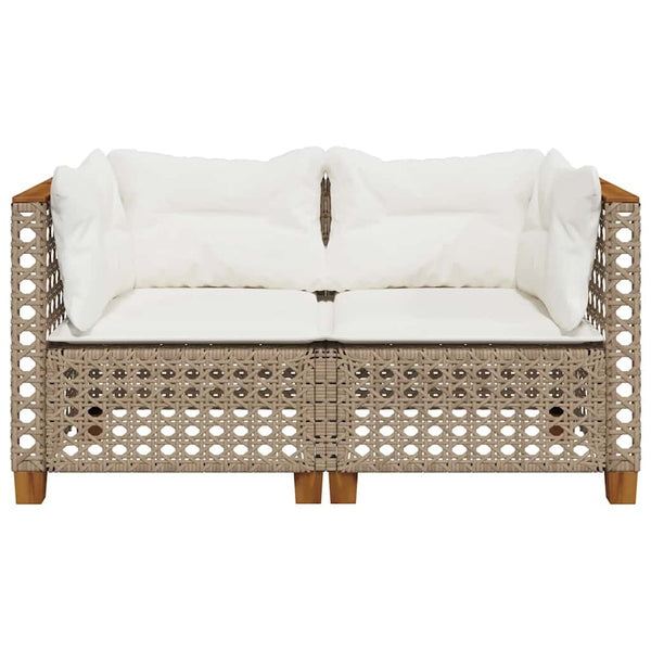 vidaXL Canapés d'angle de jardin avec coussins 2 pcs Beige Résine tressée
