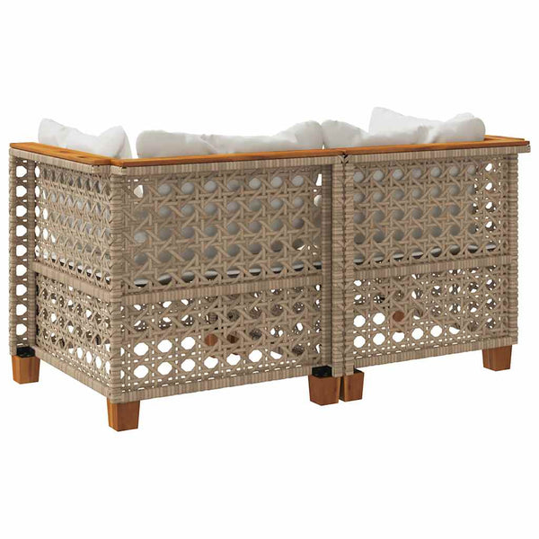 vidaXL Canapés d'angle de jardin avec coussins 2 pcs Beige Résine tressée