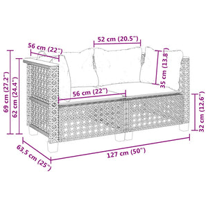 vidaXL Canapés d'angle de jardin avec coussins 2 pcs Beige Résine tressée