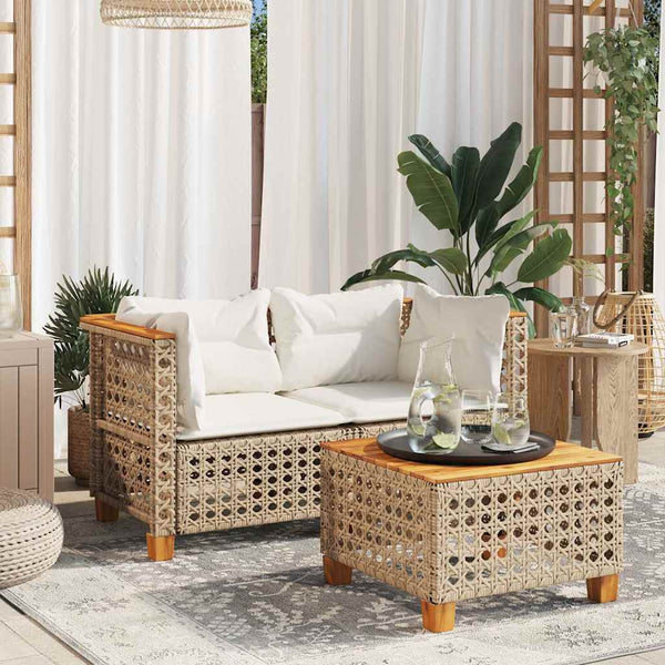 vidaXL Canapés d'angle de jardin avec coussins 2 pcs Beige Résine tressée