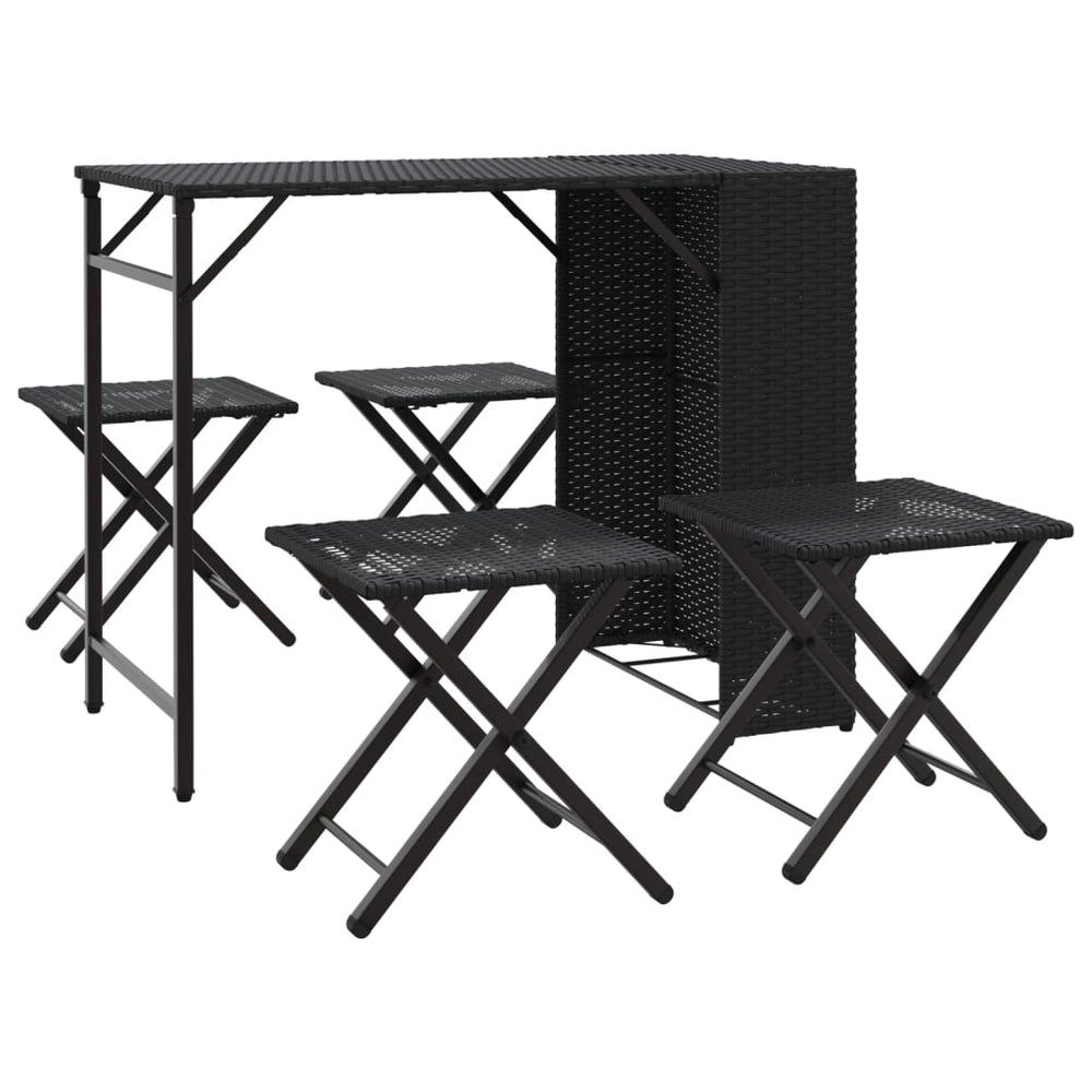 vidaXL Ensemble de salle à manger de jardin pliable 5 pièces Noir Résine tressée