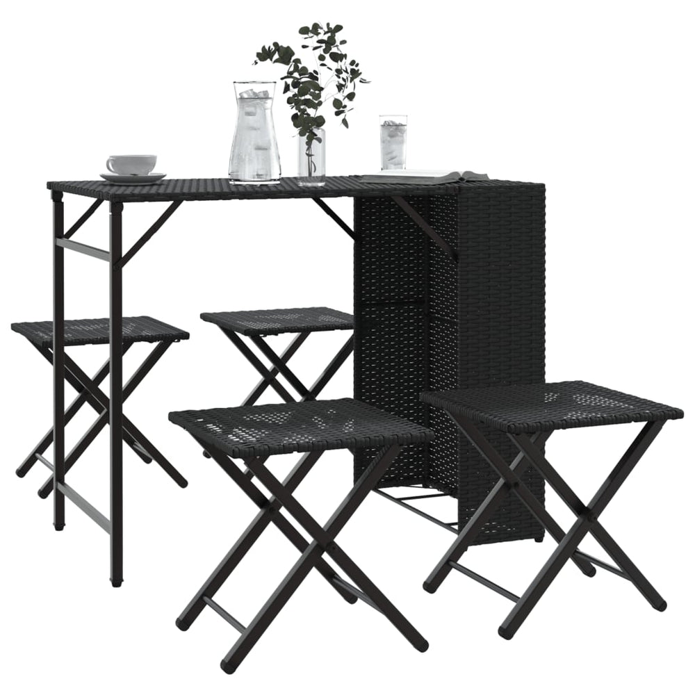 vidaXL Ensemble de salle à manger de jardin pliable 5 pièces Noir Résine tressée