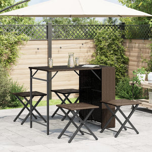 Klappbare 5-tlg. Garten Essgruppe Braun Rattan