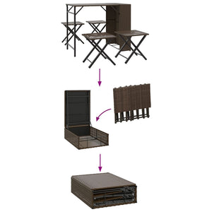 Klappbare 5-tlg. Garten Essgruppe Braun Rattan