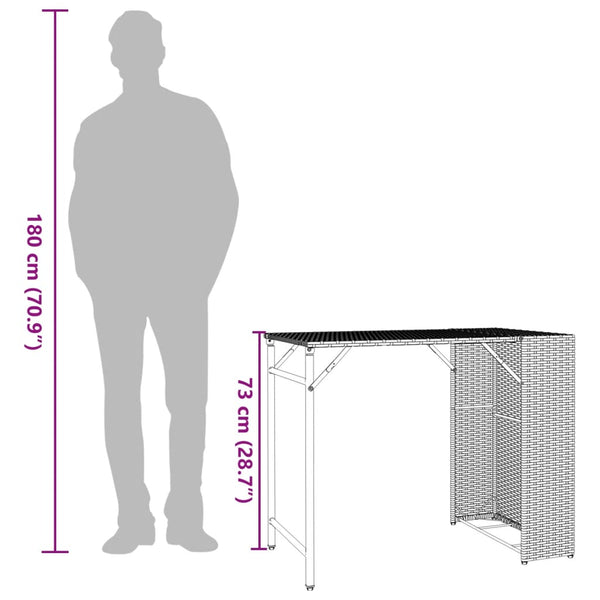 5-tlg. Klappbare Garten Essgruppe Grau Rattan