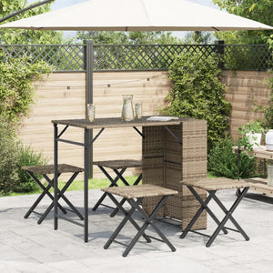 5-tlg. Klappbare Garten Essgruppe Beige Rattan