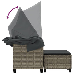 vidaXL Canapé de jardin 2 places avec toit et poufs Gris clair résine tressée