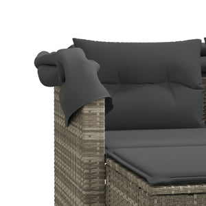 vidaXL Canapé de jardin 2 places avec toit et poufs Gris clair résine tressée