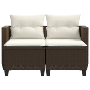 vidaXL Canapé de jardin 2 places avec repose-pieds résine tressée marron