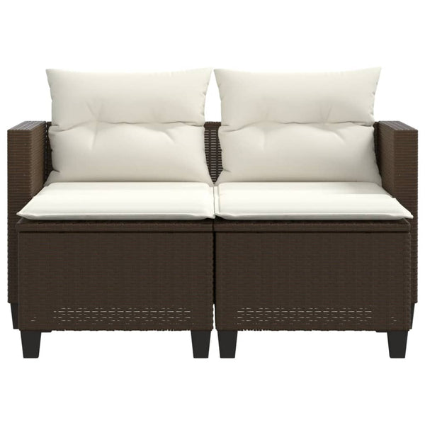 vidaXL Canapé de jardin 2 places avec repose-pieds résine tressée marron