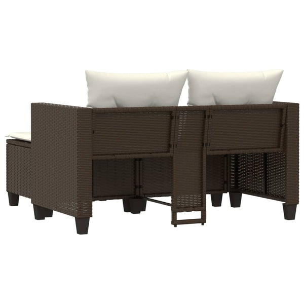 vidaXL Canapé de jardin 2 places avec repose-pieds résine tressée marron