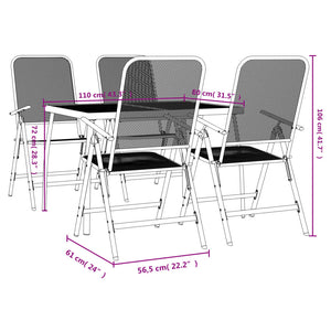 5-teilige Garten Essgruppe Anthrazit