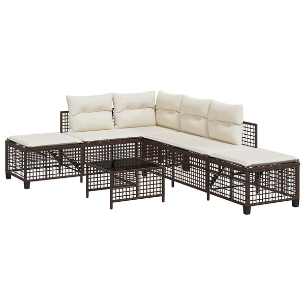 3-tlg. Garten Ecksofa Set Braun Poly Rattan