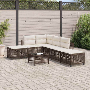 3-tlg. Garten Ecksofa Set Braun Poly Rattan