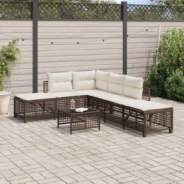 3-tlg. Garten Ecksofa Set Braun Poly Rattan