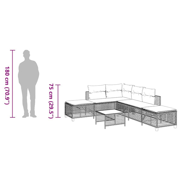 3-tlg. Garten Ecksofa Set Braun Poly Rattan