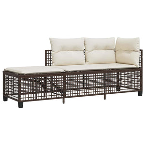 3-tlg. Garten Ecksofa Set Braun Poly Rattan