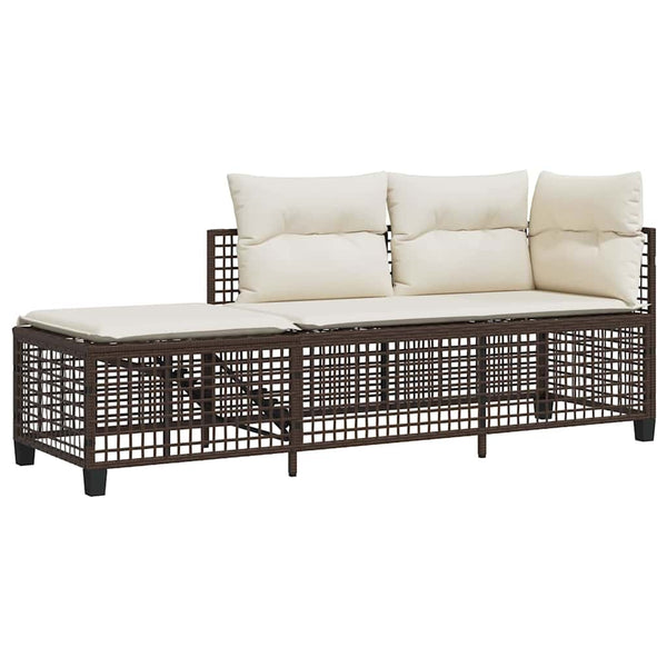 3-tlg. Garten Ecksofa Set Braun Poly Rattan