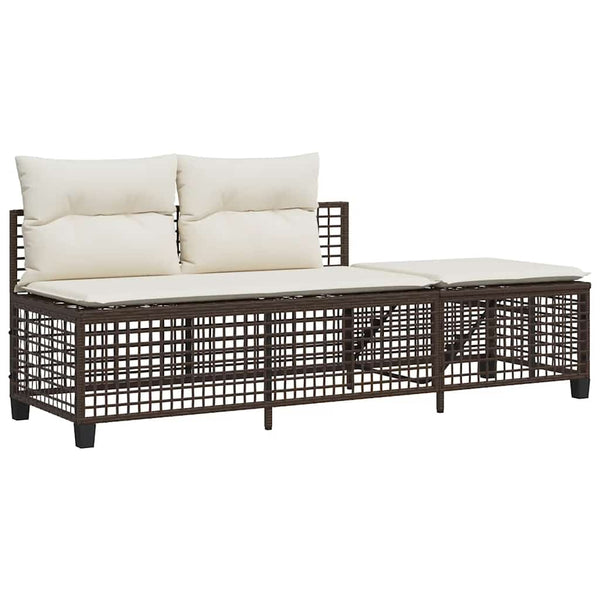 3-tlg. Garten Ecksofa Set Braun Poly Rattan