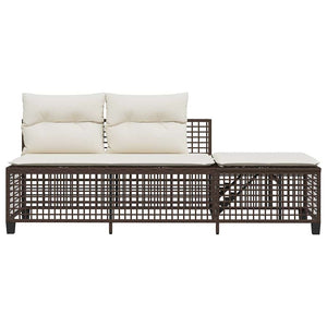 3-tlg. Garten Ecksofa Set Braun Poly Rattan