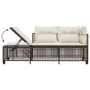 3-tlg. Garten Ecksofa Set Braun Poly Rattan