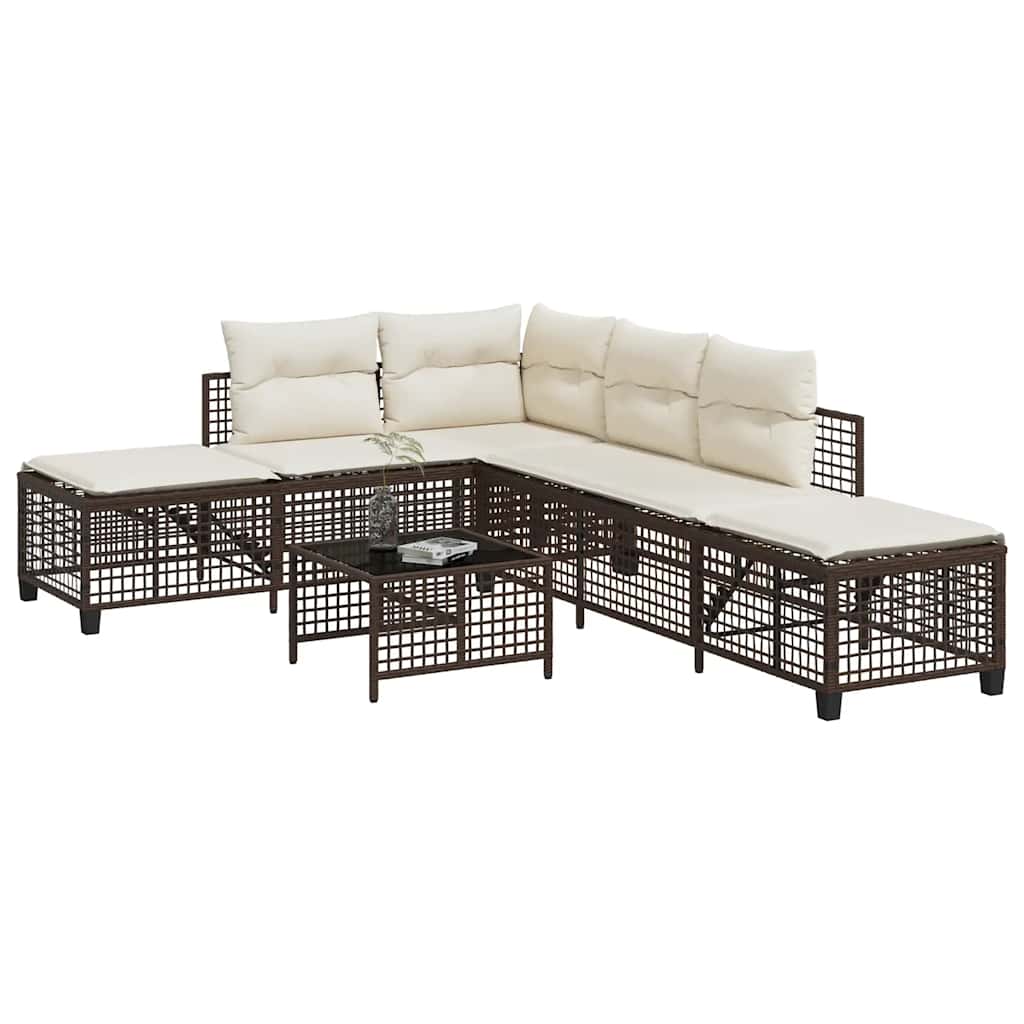 3-tlg. Garten Ecksofa Set Braun Poly Rattan
