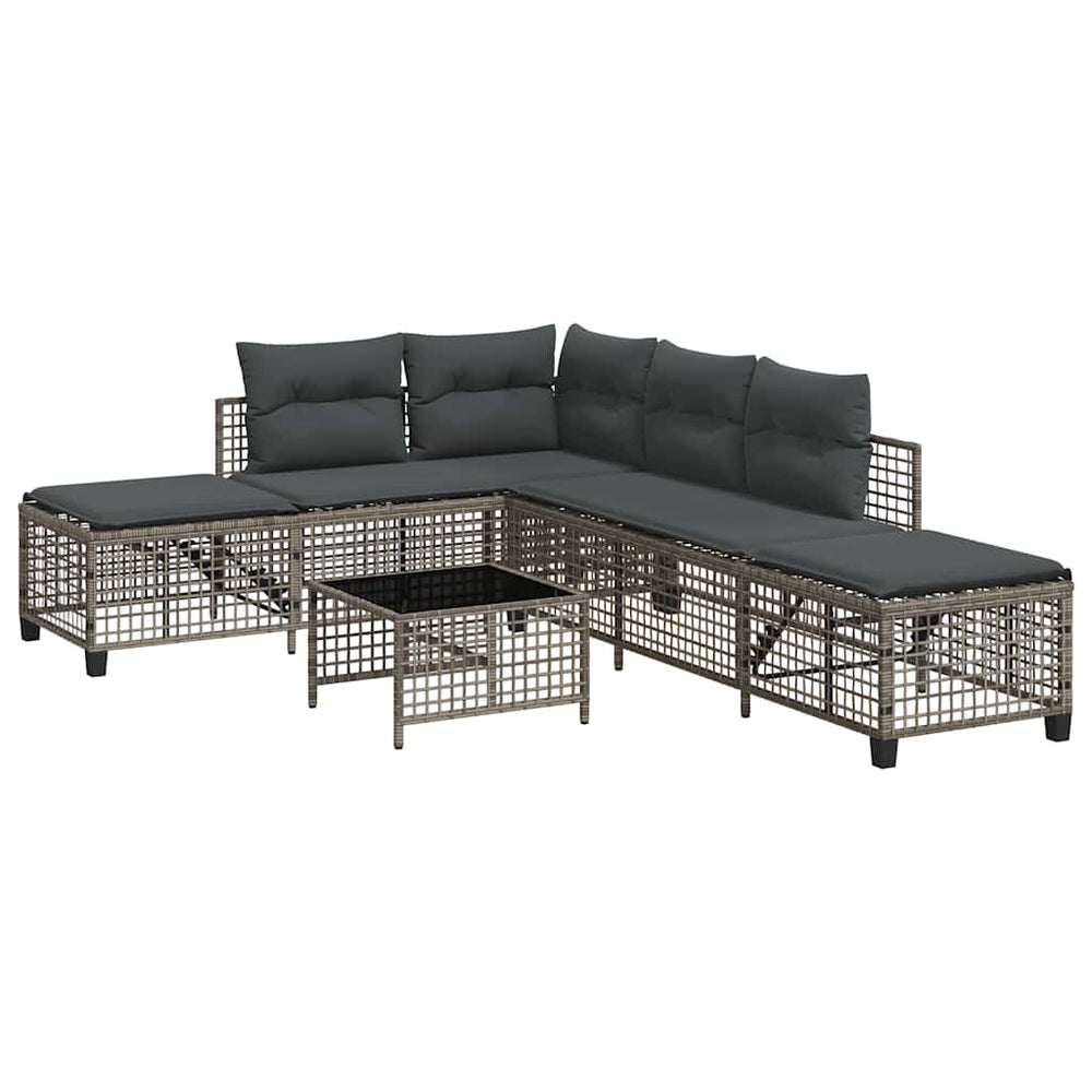 3-tlg. Garten Ecksofa Set Grau Poly Rattan