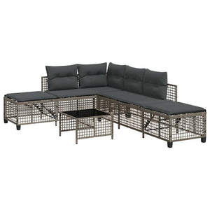 3-tlg. Garten Ecksofa Set Grau Poly Rattan