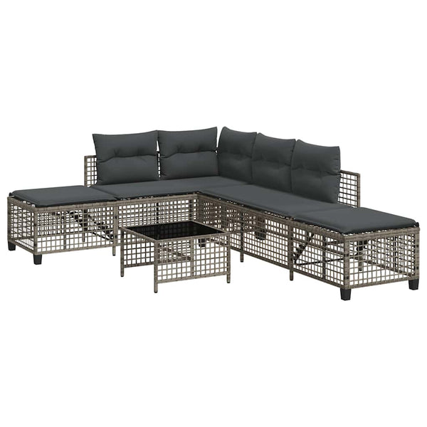 3-tlg. Garten Ecksofa Set Grau Poly Rattan