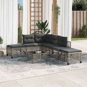 3-tlg. Garten Ecksofa Set Grau Poly Rattan