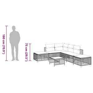 3-tlg. Garten Ecksofa Set Grau Poly Rattan