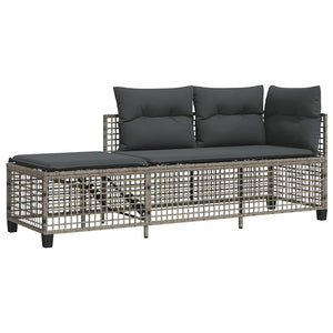 3-tlg. Garten Ecksofa Set Grau Poly Rattan