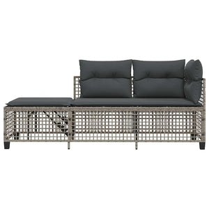 3-tlg. Garten Ecksofa Set Grau Poly Rattan