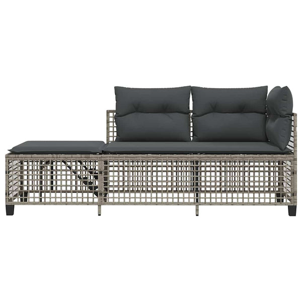 3-tlg. Garten Ecksofa Set Grau Poly Rattan