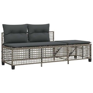 3-tlg. Garten Ecksofa Set Grau Poly Rattan
