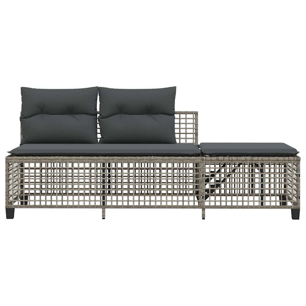 3-tlg. Garten Ecksofa Set Grau Poly Rattan
