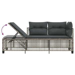 3-tlg. Garten Ecksofa Set Grau Poly Rattan