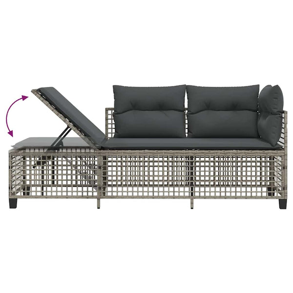 3-tlg. Garten Ecksofa Set Grau Poly Rattan