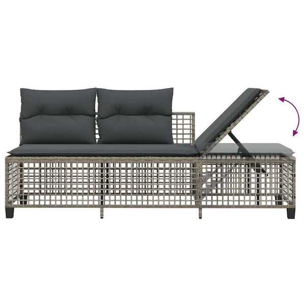 3-tlg. Garten Ecksofa Set Grau Poly Rattan