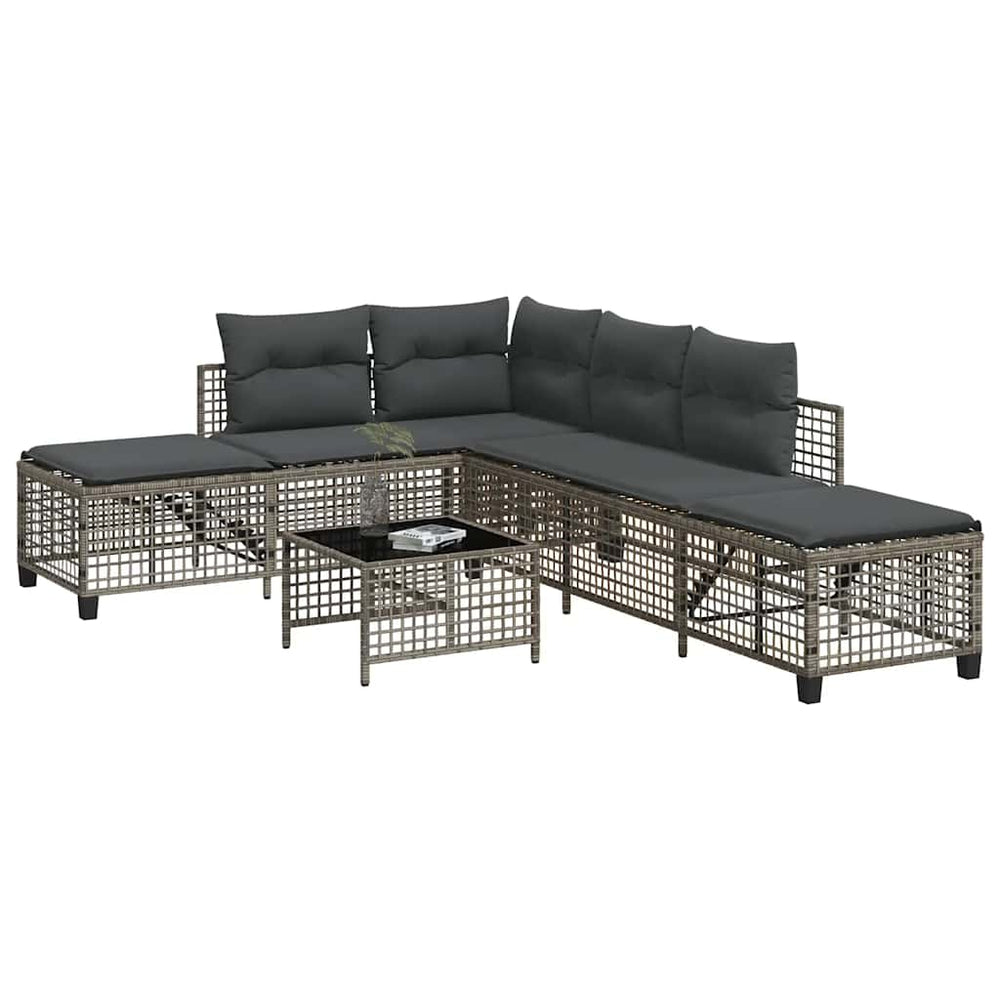 3-tlg. Garten Ecksofa Set Grau Poly Rattan