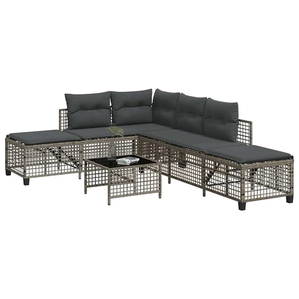 3-tlg. Garten Ecksofa Set Grau Poly Rattan