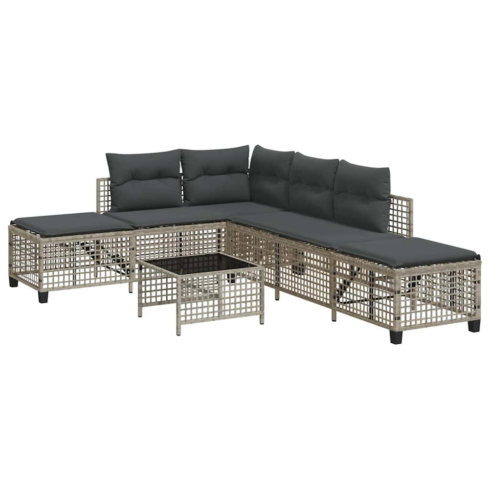 vidaXL Ensemble de canapé d'angle de jardin 3 pcs avec coussins Gris clair résine tressée