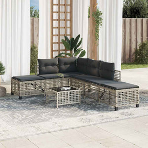 3-tlg. Garten Ecksofa Set Hellgrau