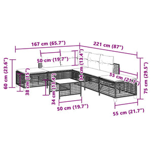 3-tlg. Garten Ecksofa Set Hellgrau