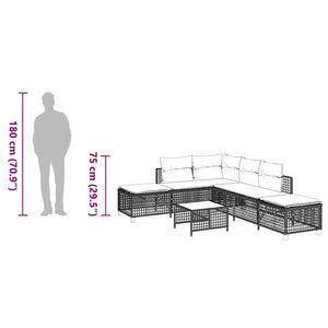 3-tlg. Garten Ecksofa Set Hellgrau
