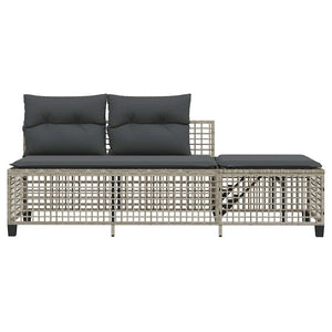 3-tlg. Garten Ecksofa Set Hellgrau