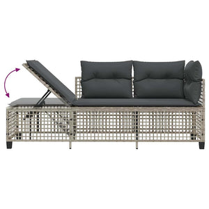 3-tlg. Garten Ecksofa Set Hellgrau