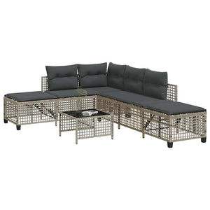 3-tlg. Garten Ecksofa Set Hellgrau